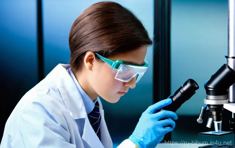 생물학자 실기 시험 준비 - **Prompt:** A young, focused university student, wearing a pristine white lab coat, clear safety gog...