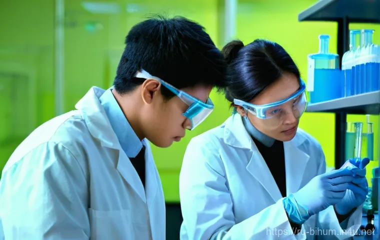 생물학자 실기 시험 준비 - **Prompt:** A diligent university student, appearing thoughtful and prepared, sits at a clean lab be...