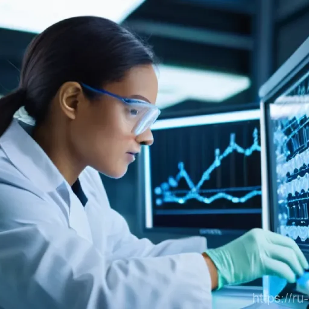 생물학자 연봉과 직무 만족도 - A dedicated female molecular biologist, in her late 20s, wearing a pristine white lab coat and safet...