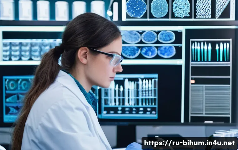 생물학자 연구소 내 커리어 관리 - **Prompt:** A young, focused female biologist (around late 20s to early 30s, with a diverse backgrou...