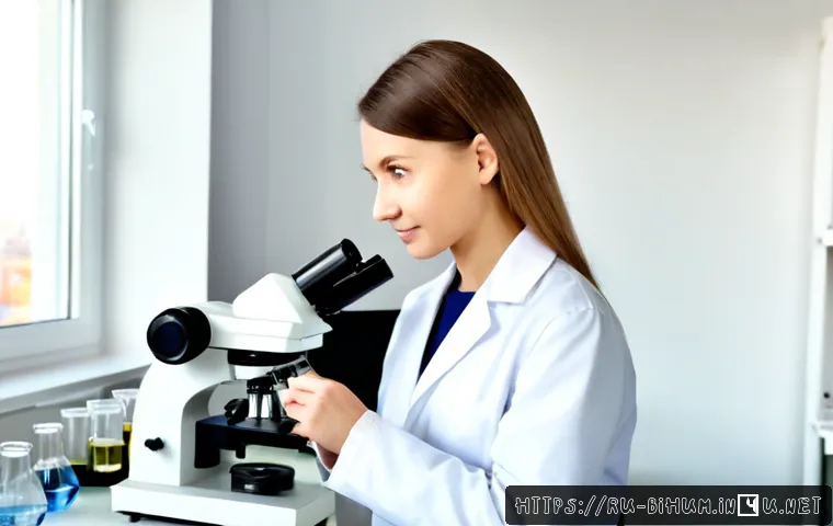 생물학자 연구소에서의 승진 경로 - Photorealistic modern biology laboratory in Moscow, a confident young biologist in a white lab coat ...